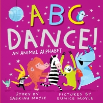 ABC Dance! book cover featuring an assortment of animals dancing under a disco ball. 
