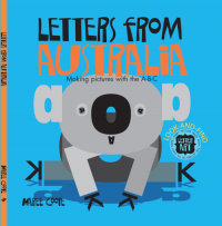 Letters From Australia book cover featuring a koala made from the letters in koala. 