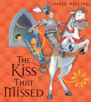 The Kiss That Missed book cover featuring a knight on a horse with a boy looking out from a window in the background.