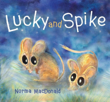 Lucky and Spike book cover.  Two spinfex hopping mice.