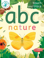 ABC Nature board book cover.  Touch and trace alphabet book with yellow butterfly on the cover.