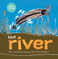 Book cover of The River by Sally Morgan, illustrated by Johnny Warrkatja Malibirr .
