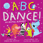ABC Dance! book cover featuring an assortment of animals dancing under a disco ball. 